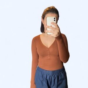 Abercrombie & Fitch Henley Long Sleeve Bodysuit